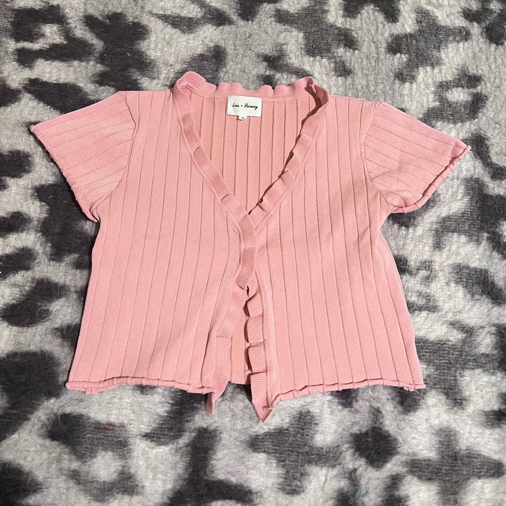 Pink slip down crop top